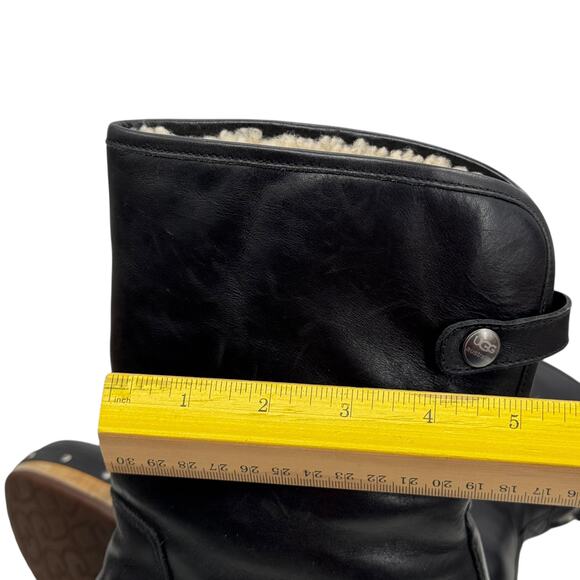 UGG Lynnea Shearling Lined Boot SZ 7 Women's Wood Clog Cuff Leather Pull On - Picture 13 of 16